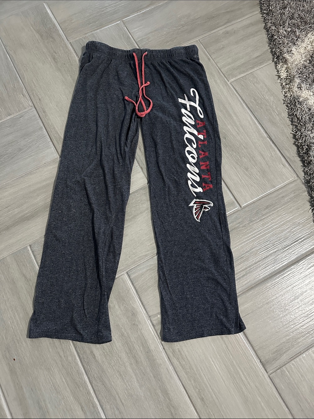 NFL Black Atlanta Falcons Lounge Pajamas Pants with Red Drawstring